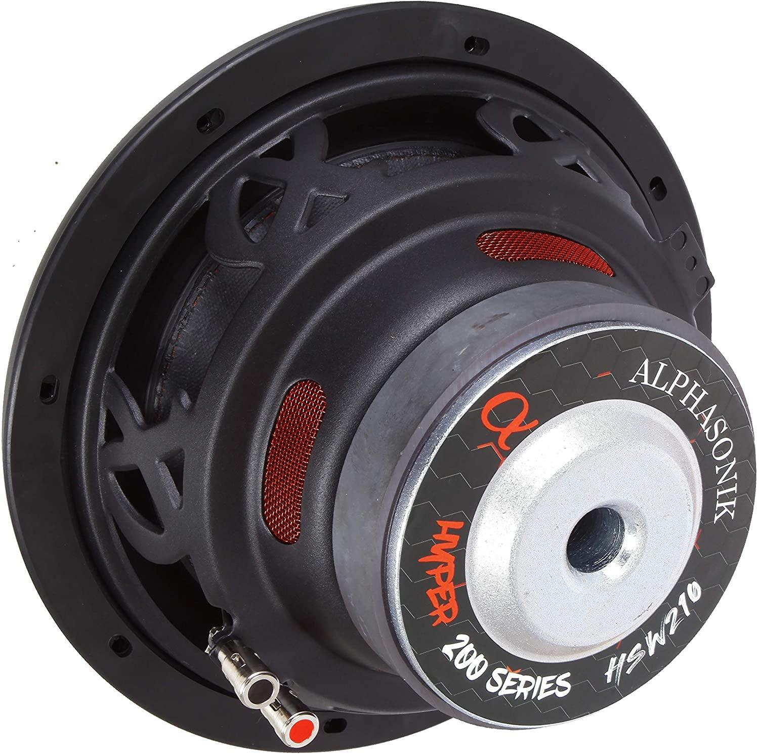 Alphasonik Alphasonik HSW210 Hyper 200 Series 10 900 Watts Max / 300 Watts RMS Single 4 Ohm Car Subwoofer Stamped Alpha Steel Basket with High Grade Magnet Non Pressed Paper Cone Audio Speaker Bass Sub Woofer