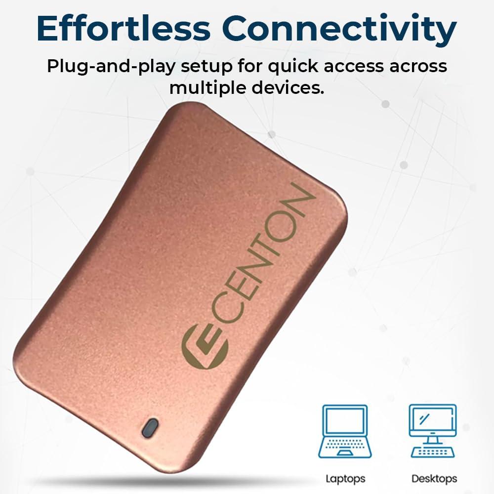 Centon Centon External SSD (Rose Gold Metallic), USB-C 3.2 Gen 2, 1000GB