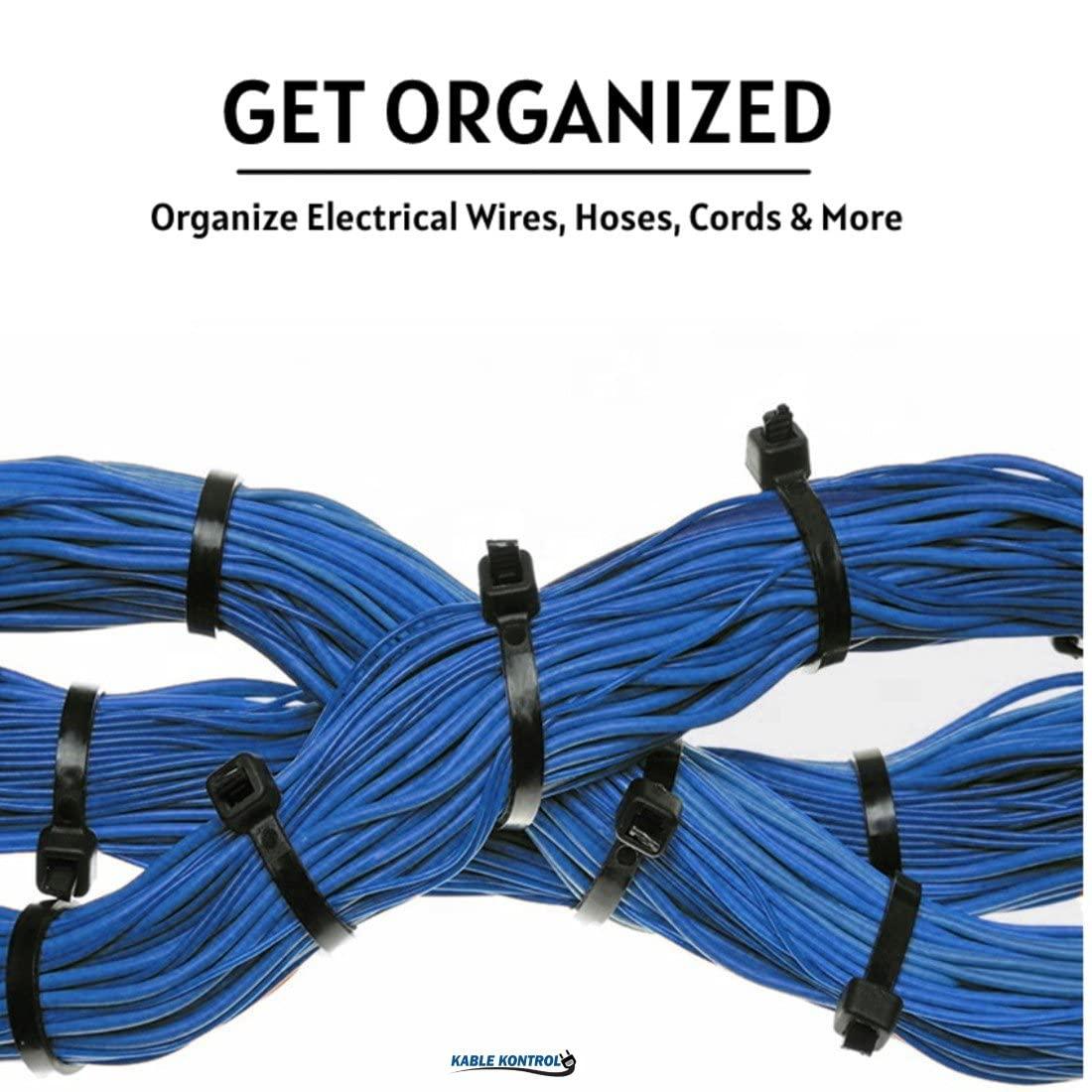 KABLE KONTROL Kable Kontrol Cable Zip Ties Black 1,000 Pcs 40 Inch, 250 Lbs Tensile Strength, Bulk Pack, Self-locking UV Resistant Plastic Nylon Wire Ties, for Indoor or Outdoor Use