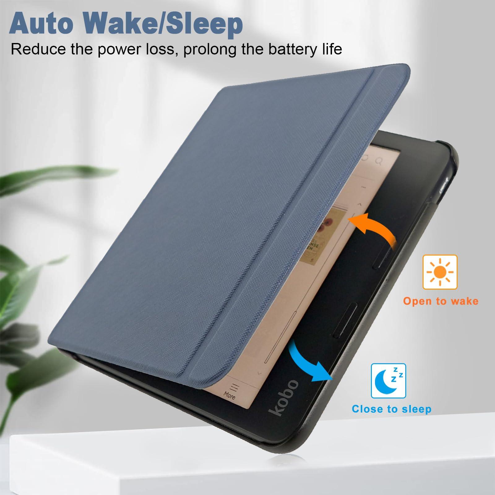 Caweet Caweet Case for Kobo Libra Colour (Model:N428, 2024 Release), Ultra Lightweight PU Leather Shell Cover with Auto Wake/Sleep, Blue