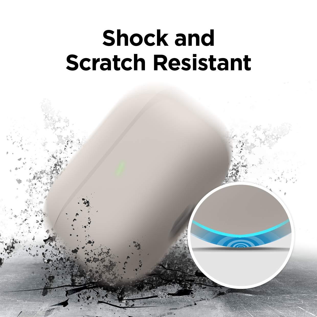 elago elago Liquid Silicone Case Compatible with AirPods Pro Case Cover - Triple Layer Protection, Safeguard Design, Supports Wireless Charging, Visible LED Light [Stone]