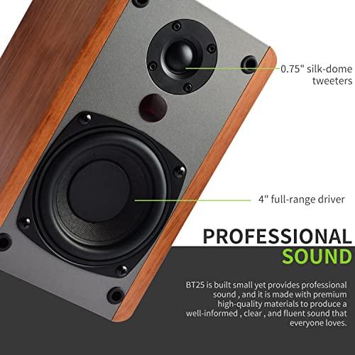 SINGING WOOD SINGING WOOD BT25 (2024 Version) Bluetooth Active Bookshelf Speakers with Optical Aux inputs Subwoofer Line Out for PC, TVs, Turntable, Wooden Enclosure,80W-Beech Wood