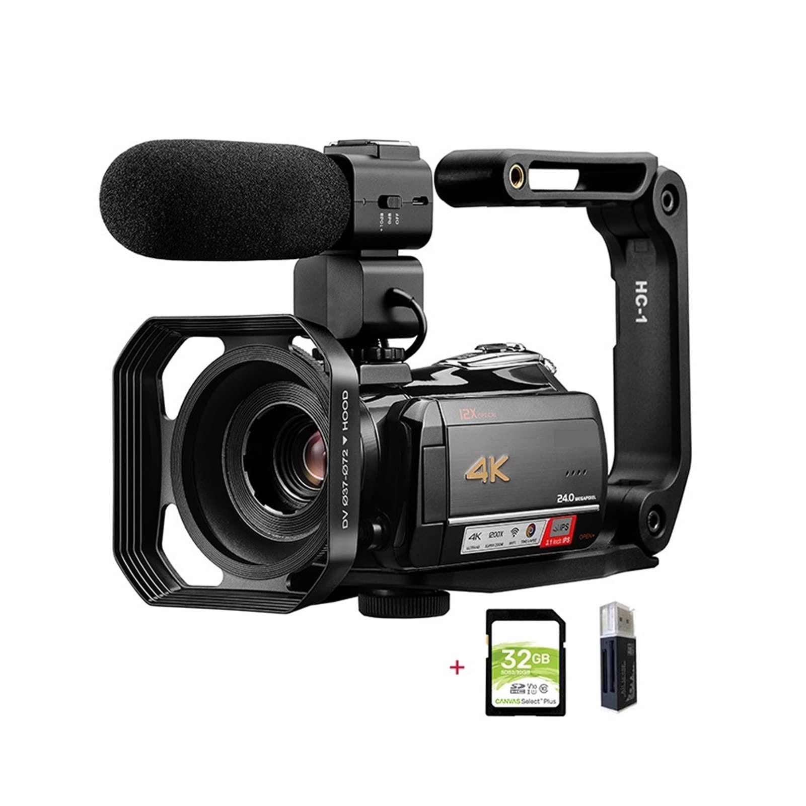 wsdhswhdhsdsds Camcorders Video Camera Video Camera 4K Professional for Vlog Recording Live Streaming, AC5 12X Optical Zoom Full HD Blogger Camcorder Vlog Cameras with HD Camera (Color