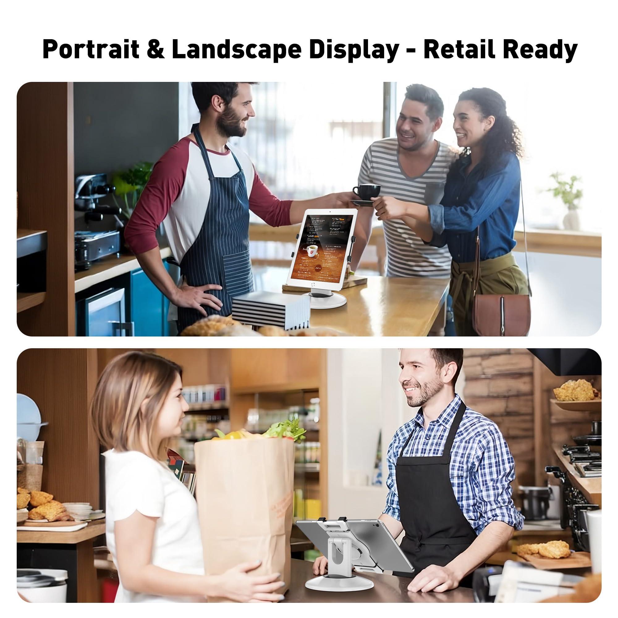 AboveTEK AboveTEK Retail Kiosk iPad Stand, 360 Rotating Commercial POS Tablet Stand, Fits 6\"-13\" (Screens) iPad Mini Pro-Business Swivel Tablet Holder, for Store Office Reception Kitchen Desktop (White)