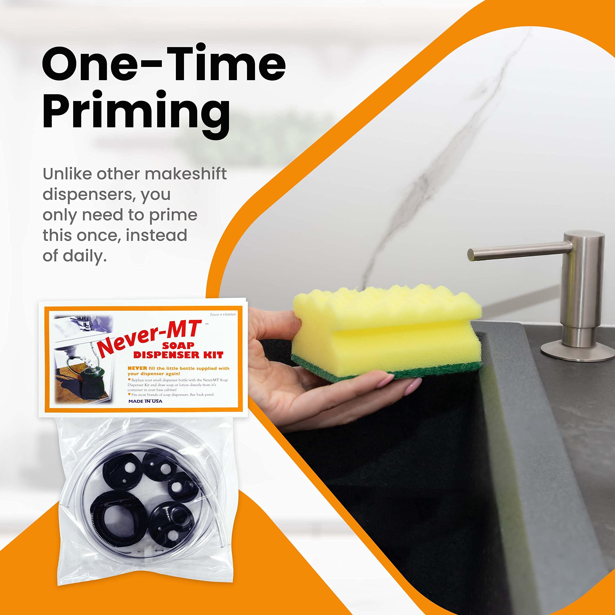 NEVER - MT Never - MT - The Original Soap Dispenser Conversion Kit - Made in The USA - Kitchen Sink Extension Tube Kit - Never Fill The Little Bottle Again!