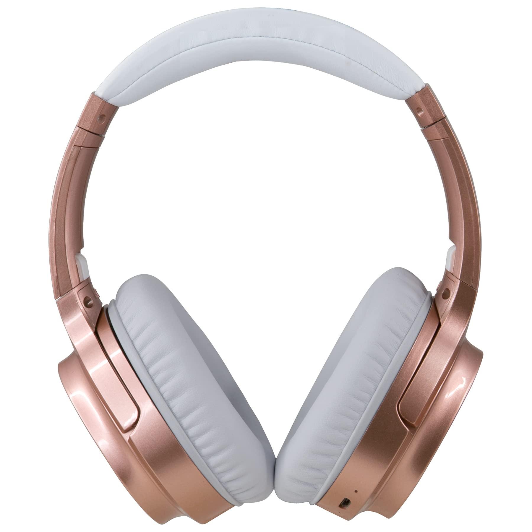 iLive iLive Active Noise Cancellation Bluetooth Headphones, Adjustable Headband, Includes 3.5mm Audio Cable, Rose Gold (IAHN40RGD)