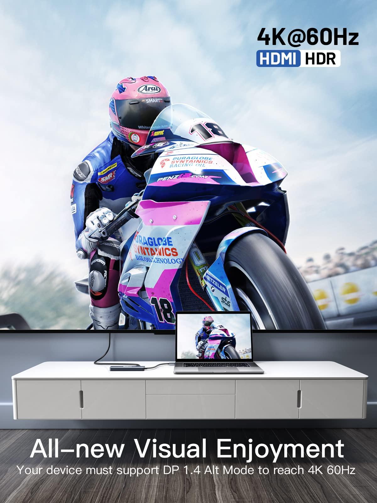 dockteck USB C Hub Multiport Adapter - Dockteck 6 in 1 USB C Dock with 100W PD, 4K 60Hz HDMI, USB 3.0, SD/TF Card Reader, USBC Hub for MacBook Pro Air Microsoft Surface Pro