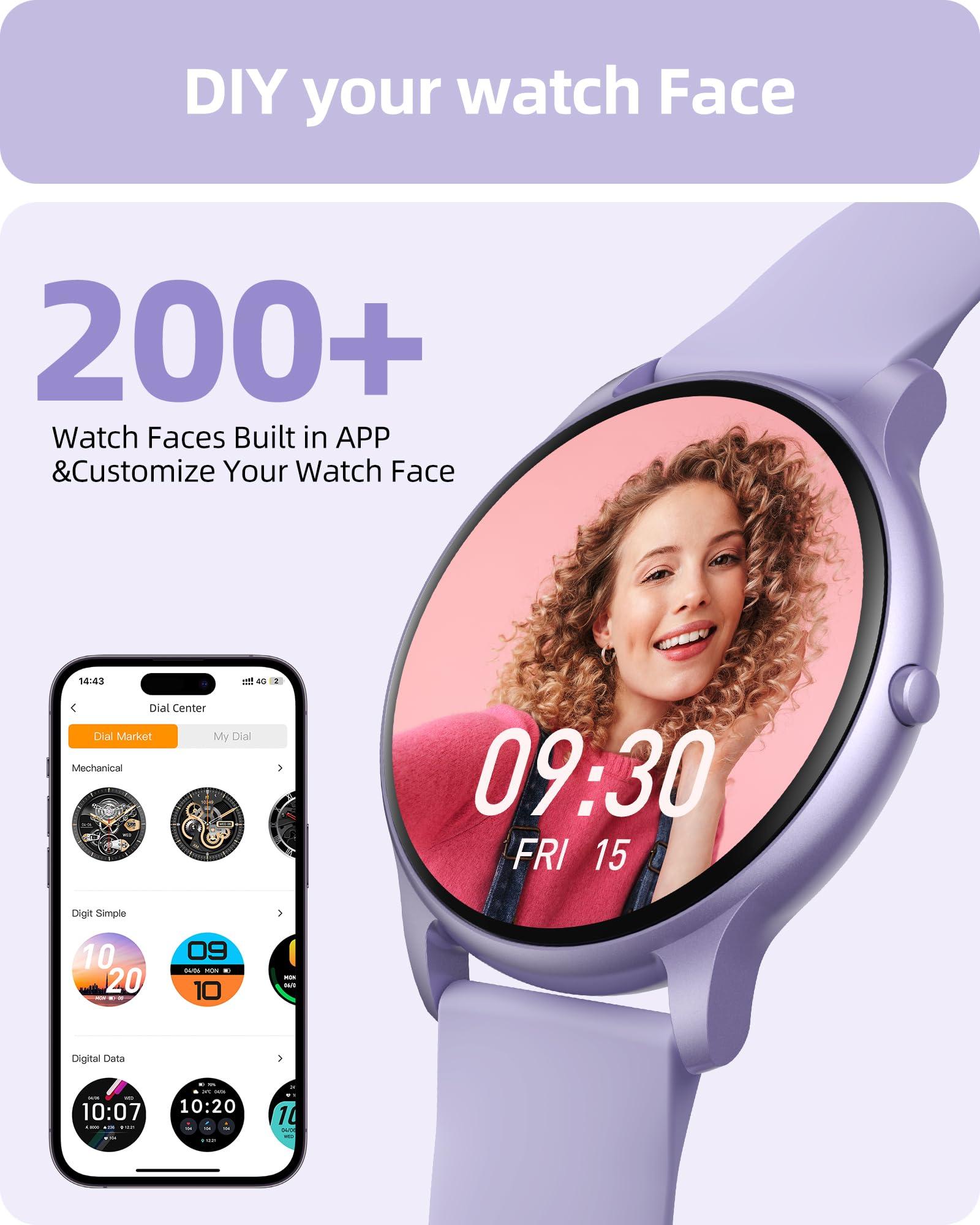 Parsonver Parsonver Smart Watch(Answer/Make Calls), Smartwatch for Women IP68 Waterproof, 100+ Sport Modes Fitness Activity Tracker Heart Rate Sleep Monitor Pedometer, Fitness Watch for Android & iPhone, Purple