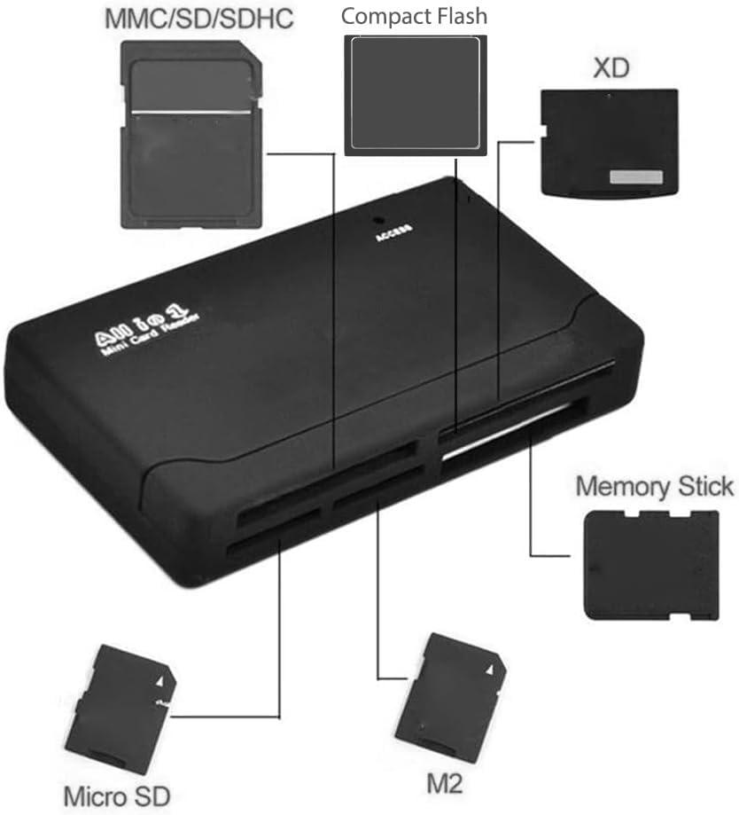 Noosy CR-A 6-Slot All-in-One USB 2.0 Card Reader-Writer - Portable Plug Play Multi Card Reader/Writer Compatible with Most OS and Memory Cards (not for Sony Memory Stick) Micro SD Cards,Includes USB Cable