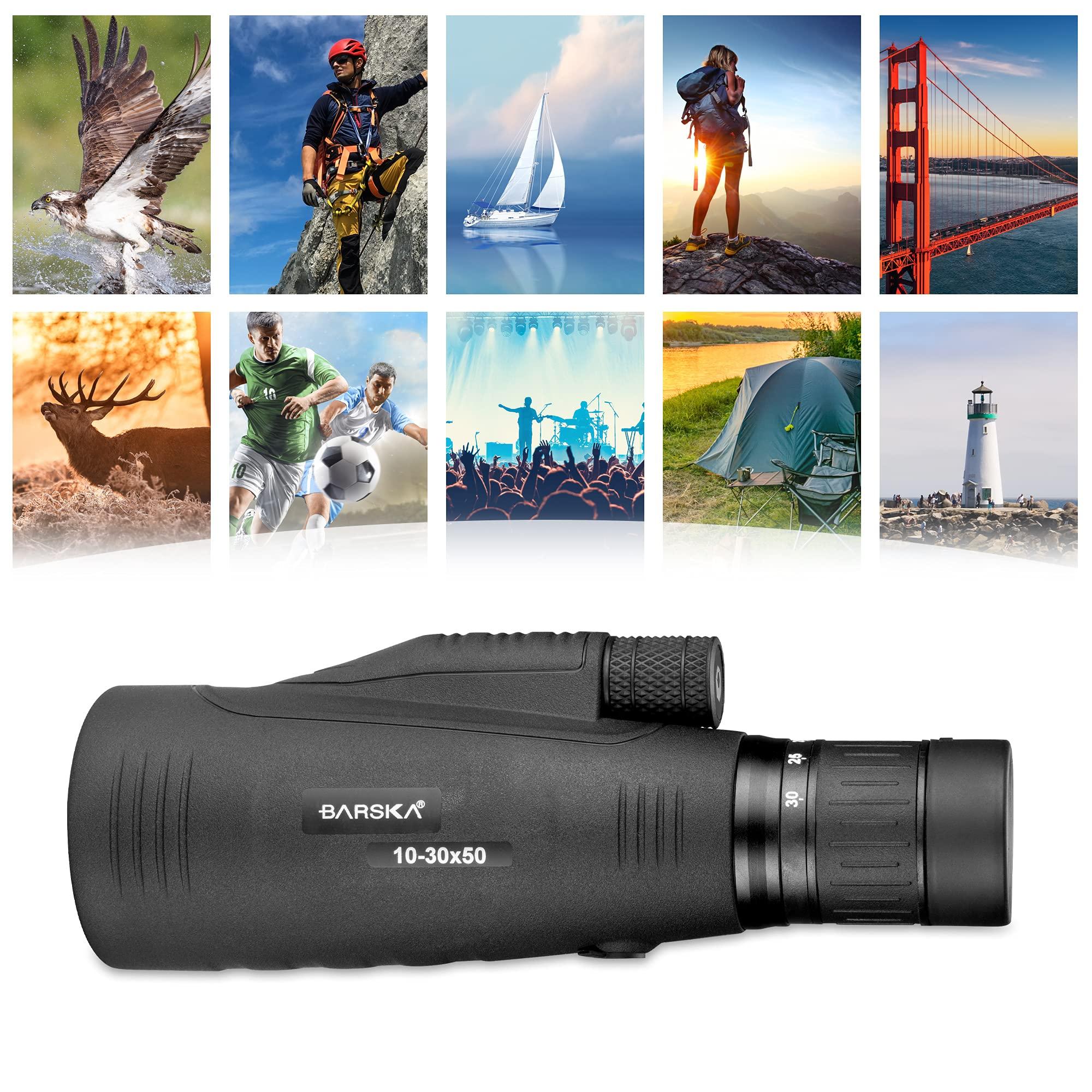 BARSKA BARSKA 10-30x50mm Blackhawk Precision Zoom Monocular for Bird Watching, Travel, Hunting, Boating, and Camping.