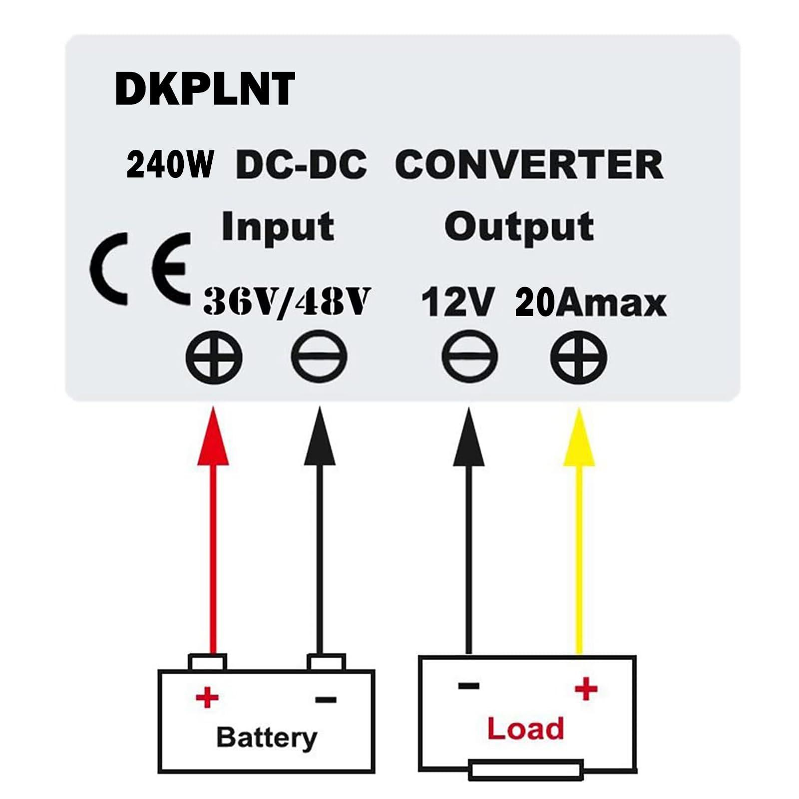 dkplnt dkplnt 20A 240W 12v Golf Cart 48V 36V to 12V Converter Voltage Regulator Reducer Transformer with Fuse