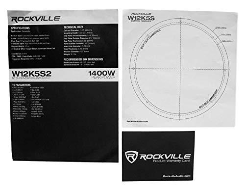 Rockville Rockville K5 W12K5S2 12" 1400w 2 Ohm Car Audio Subwoofer Sub 350w RMS CEA Rated!, Black