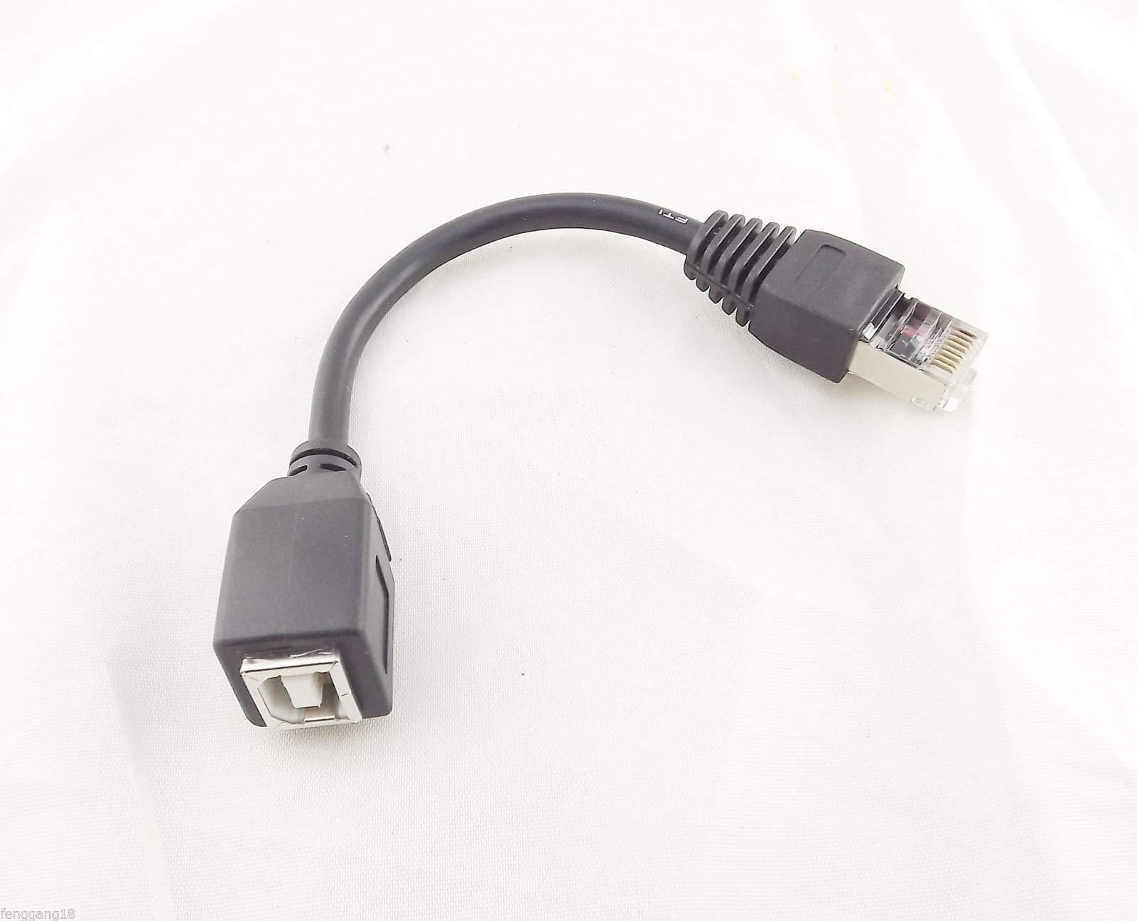Delmitan Connector and Terminal 1x CAT5 RJ45 Ethernet LAN Network Male to USB 2.0 B Female Printer Adapter Cable