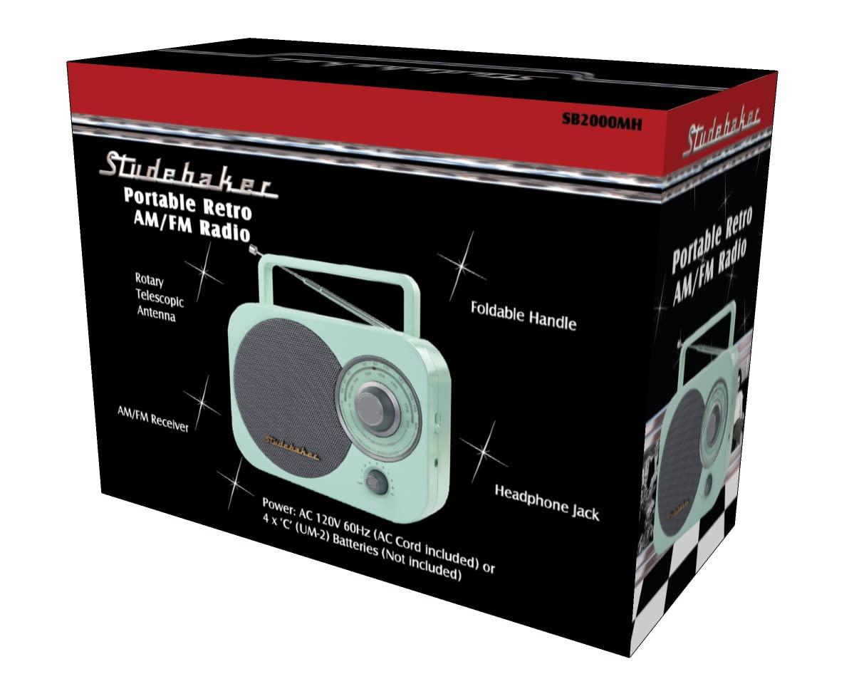 Studebaker Studebaker Mint Green Vintage Home Portable Retro AM/FM Radio with Headphone Jack - (Limited Edition)