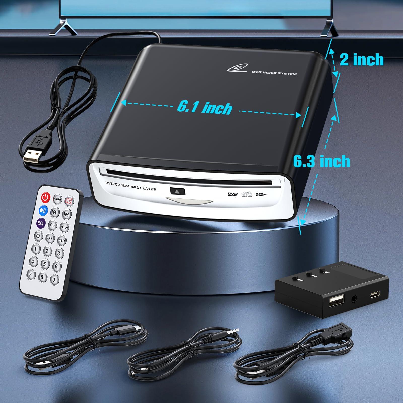 Carrkoopy CD Player for Car with USB & AUX Ports, Upgraded Portable External CD DVD Player for Car Laptop Desktop TV Mac Computer, with Extra USB Extension Cable