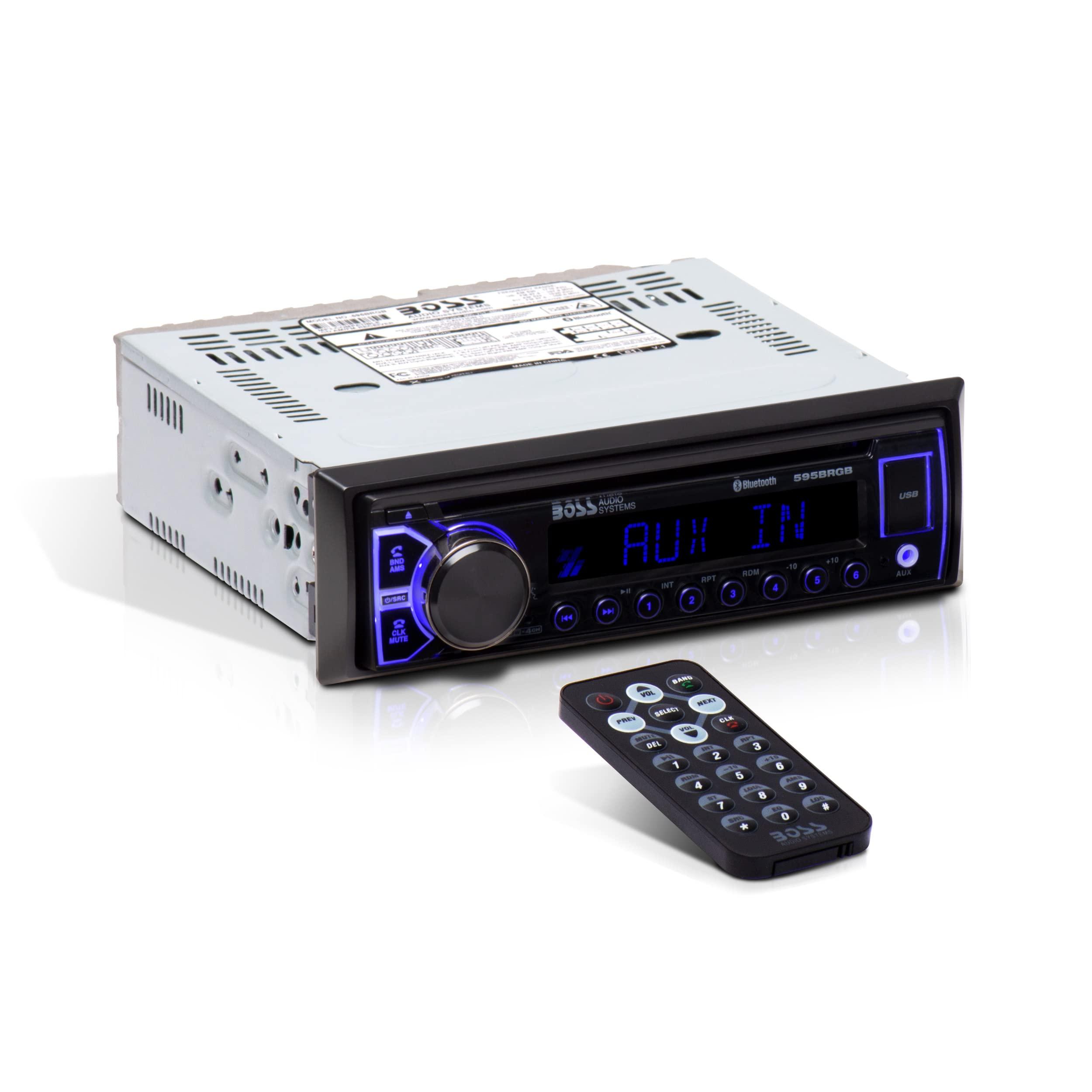BOSS Audio Systems BOSS Audio Systems 595BRGB Elite Series Car Stereo System Single Din, Bluetooth Audio and Calling Head Unit, AM/FM Radio Receiver, CD Player, Aux-in, USB, Hook Up to Amplifier