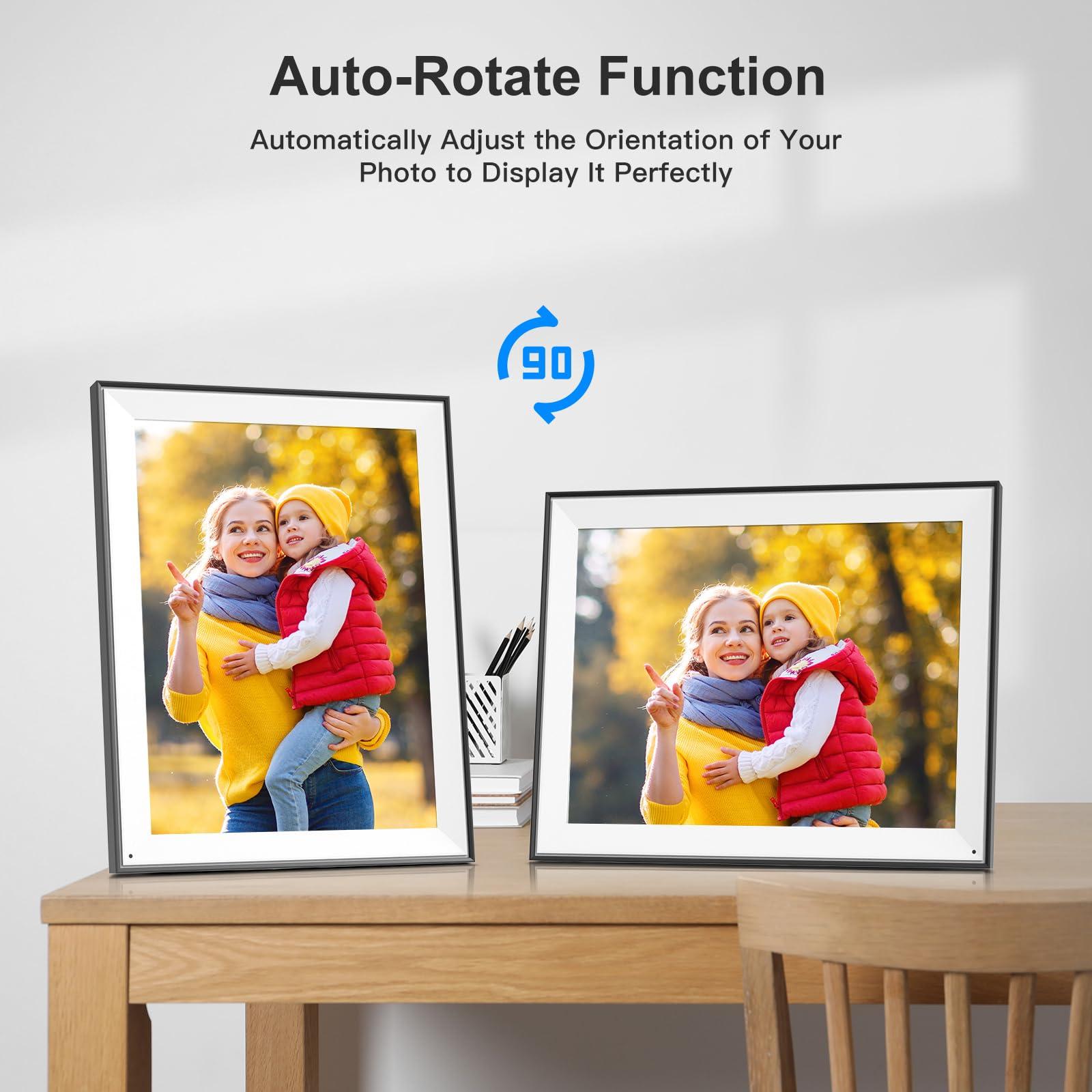 FULLJA Large Digital Photo Frame 17"-Electronic-Picture-Frame - Dual WiFi Digital Picture Frame 32GB, Touch Screen, Full Function, Light Sensor, Share Photo Video via App Email, Free Cloud, Wall Mountable