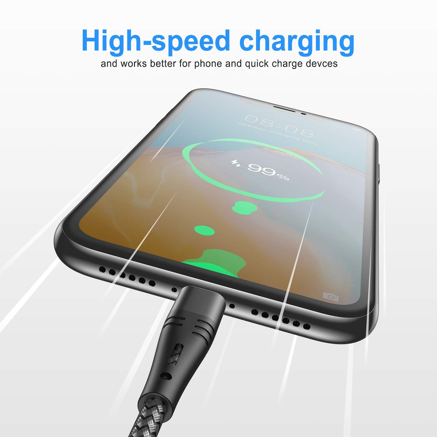 SMALLElectric Micro USB Cable 10ft Android Phone Charger 2-Pack Extra Long Nylon Braided Fast Durable Charging Cord for Samsung Galaxy S7 S6 Edge J7 S5,Note 5 4,LG,HTC,Sony,Xbox One, PS4,Kindle,MP3,Tablet(Gray)