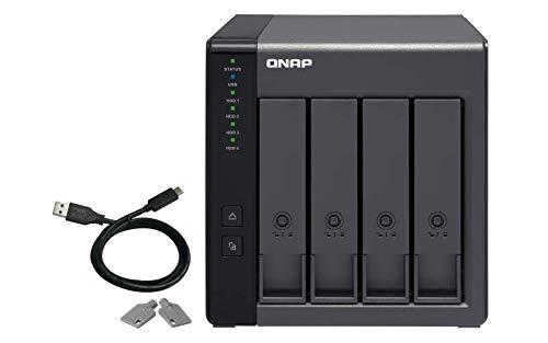 QNAP QNAP 4 Bay USB 3.0 RAID Expansion Enclosure DAS (Correct Attached Storage) - Black, Metal, Rack Mount, Compatible with Server, Desktop, Laptop