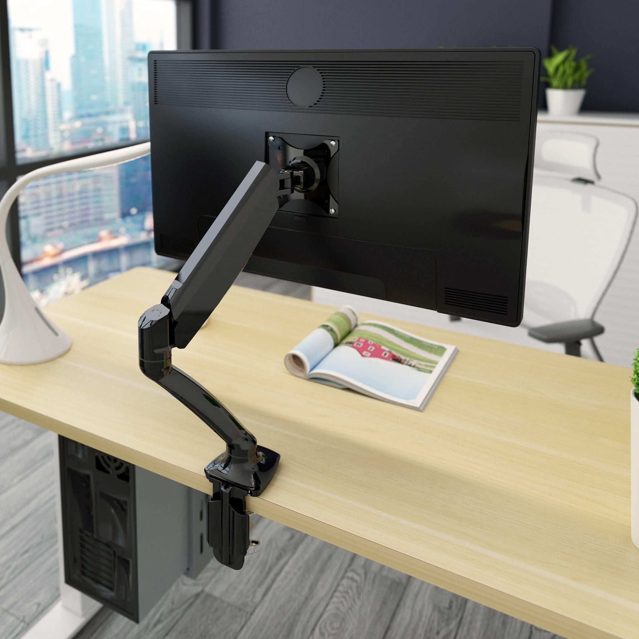 Progressive Desk Progressive Desk Single Gas Spring Monitor Stand - Fits 17"-30" Monitors - 180 Monitor Rotation - Arm Holds Up to 20 lbs