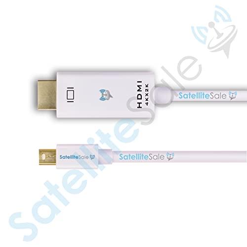 SatelliteSale SatelliteSale Uni-Directional Mini DisplayPort to HDMI Cable Male to Male 4K/30Hz 8.64Gbps Universal Wire PVC White Cord 3 feet