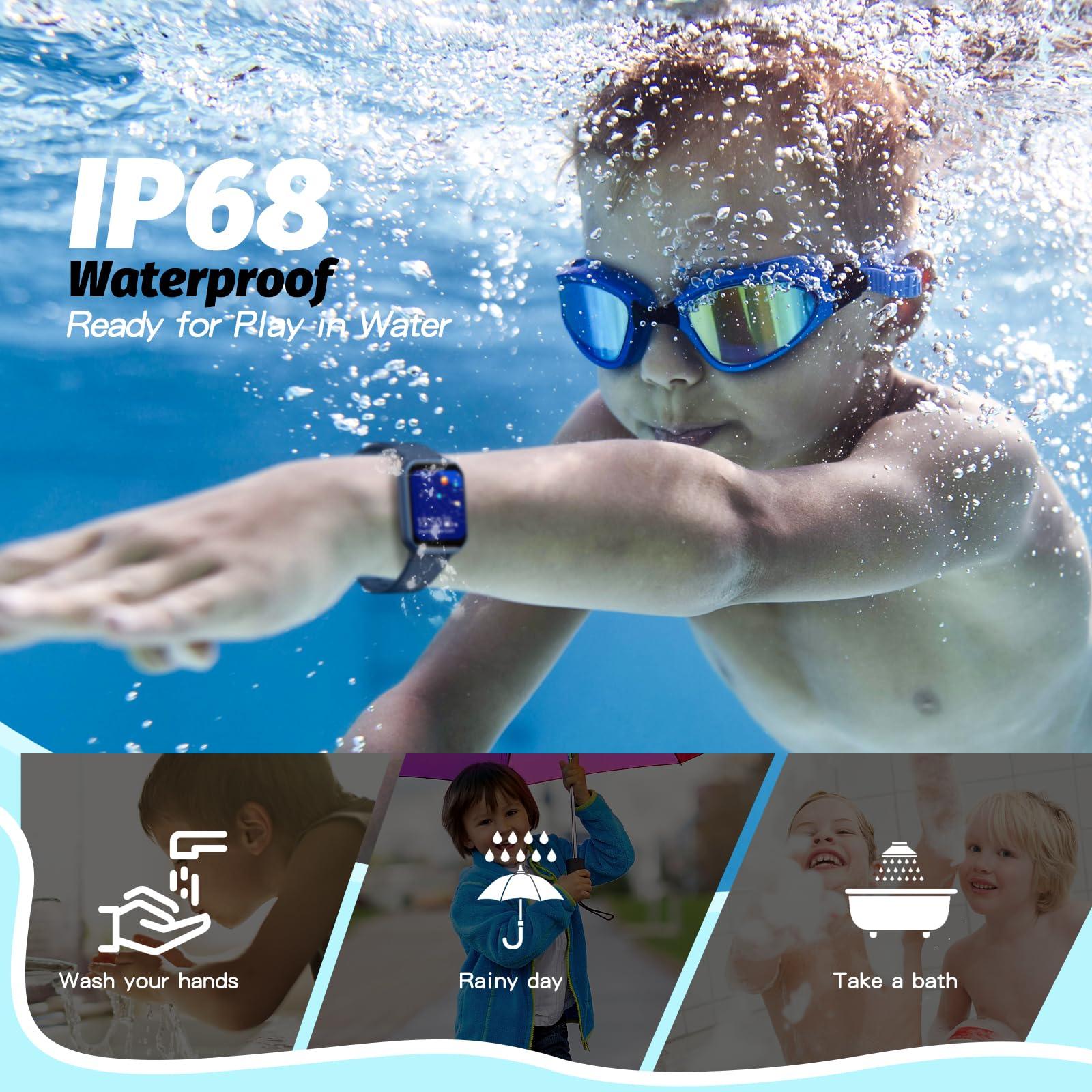 YOUSOKU YOUSOKU Kids Smart Watch Girls Boys, Fitness Tracker for Kids, 1.5 Inch DIY Dials, 19 Sport Modes, Sleep Monitor, Pedometers, Heart Rate, IP68 Waterproof, Great Gift for Boys Girls Teens 6-14 (Blue)