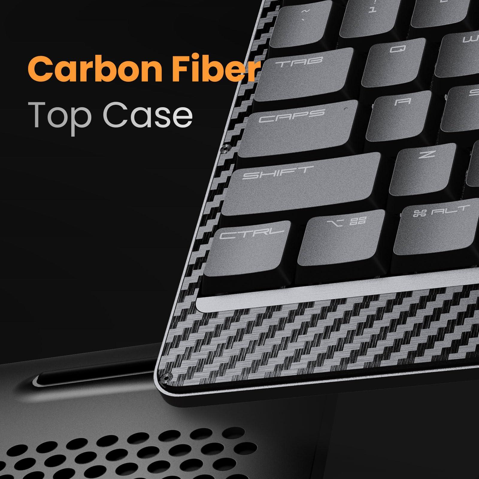LOFREE LOFREE Edge Low Profile Mechanical Keyboard, 75% Rechargeable Bluetooth and Wired Connection for Window, Mac OS/POM Switches 2.0, Carbon Fiber Top Case, Mg Alloy Bottom Case (Volcano Grey)