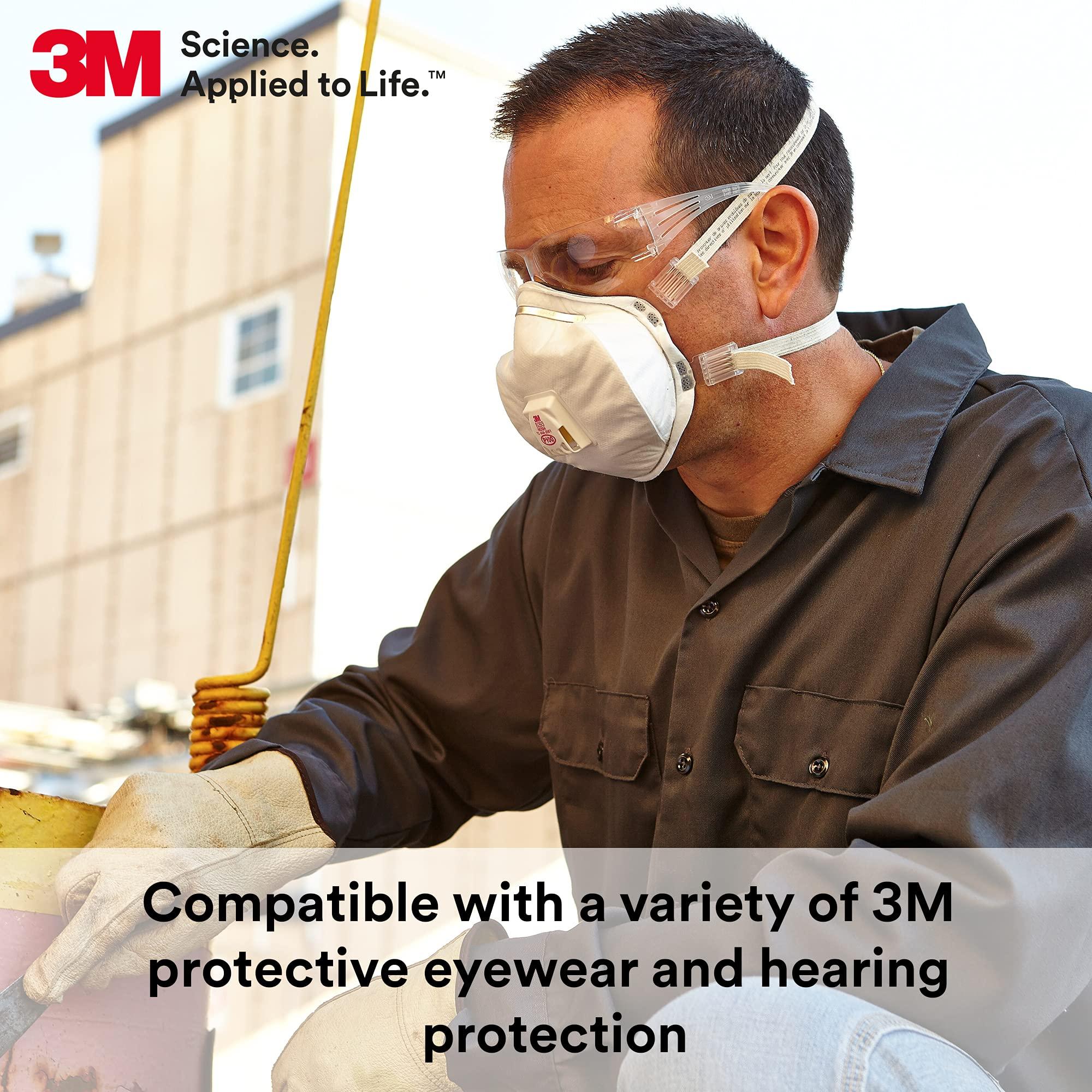3M 3M Disposable Particulate Cup Respirator 8293 P100 with Cool Flow Exhalation Valve, NIOSH APPROVED, Adjustable Buckle Straps and Noseclip, Face Seal, Individually Packaged