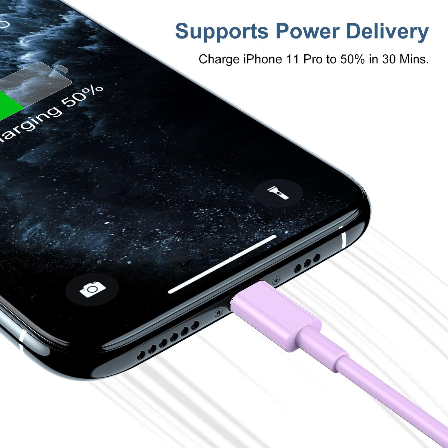 OOOUSE 6ft iPhone Charger USB C Lightning Cable,Usbc to Lightning Fast Charging Cord for iPhone 13 12 Charger Cable 6 ftApple MFi Certified,Long Type C Wire for Apple iPhone 13 12 Pro Max 11 X XS Purple