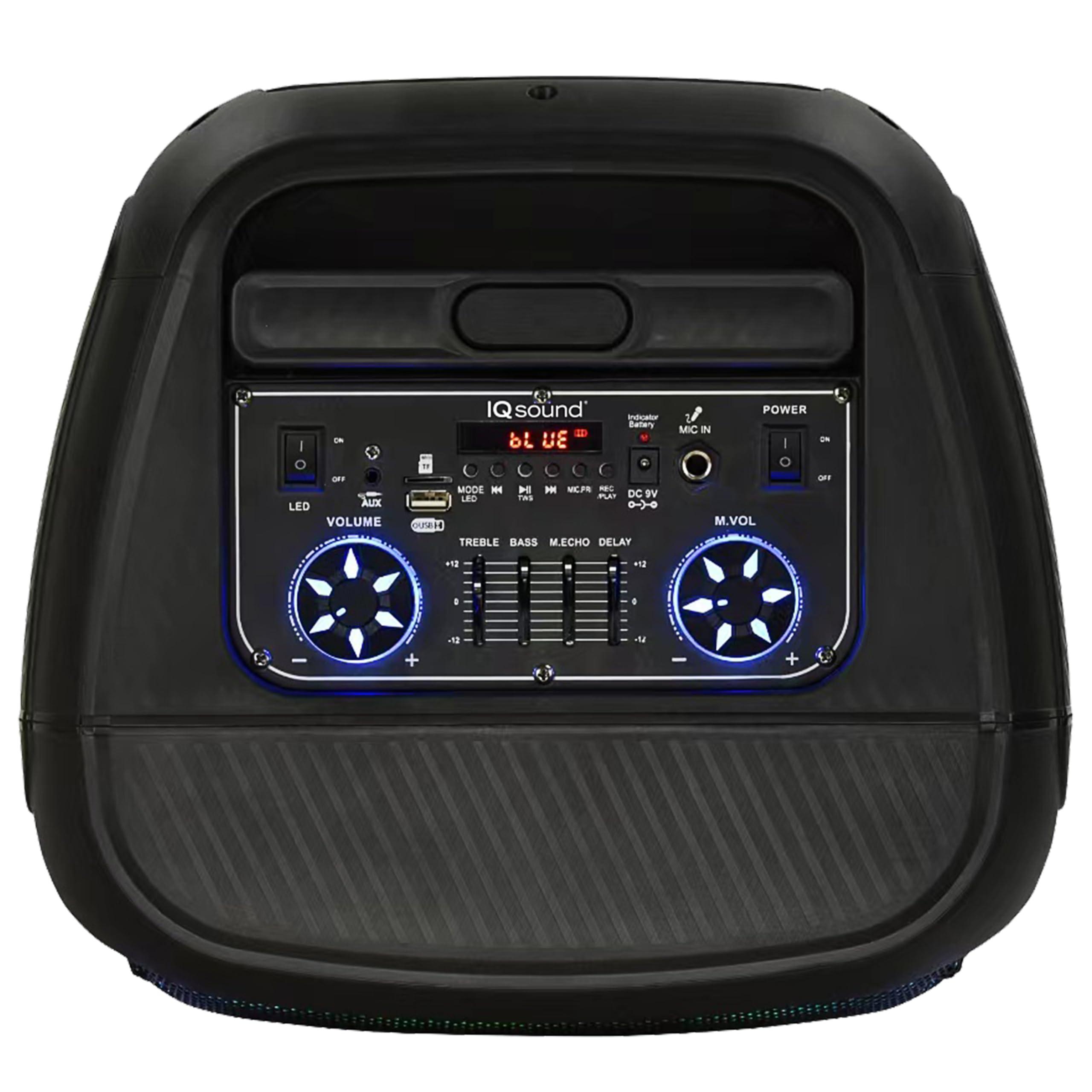 Supersonic IQ Sound IQ-5912DJBT 12-inch Portable Bluetooth Speaker with True Wireless Stereo, Colorful LED Lights, Full Control Panel, USB, Micro SD, AUX Inputs, FM Radio, Mic Input - Perfect Sound Companion