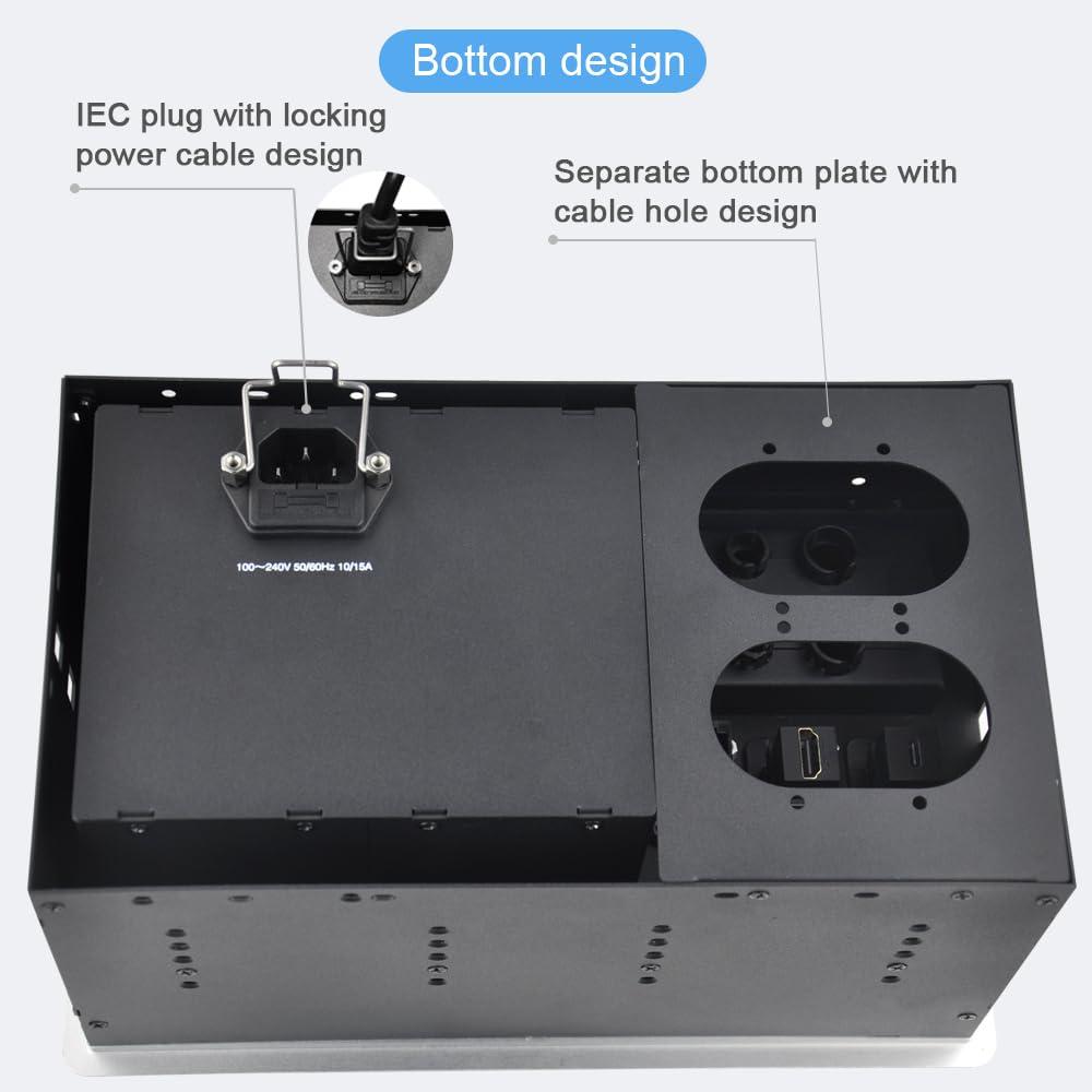 JS VI DEO JS TECHNOLOGY Conference Table Power hub Conference Table connectivity Box recessed Outlet Desk Outlet recessed Power Strip USB-c 65Woutlet Plug with USB Ports countertop Outlet Socket (Silver)