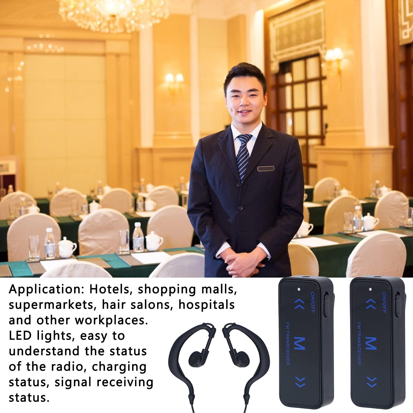 PUSOKEI 1 Pair Mini Radio Walkie Talkie with Earphones Rechargeable,Thin 2Way Radio Long Range with Earpiece for Supermarkets Shopping Centers Hotels,16 Channels HD Communication Walkie Talkie