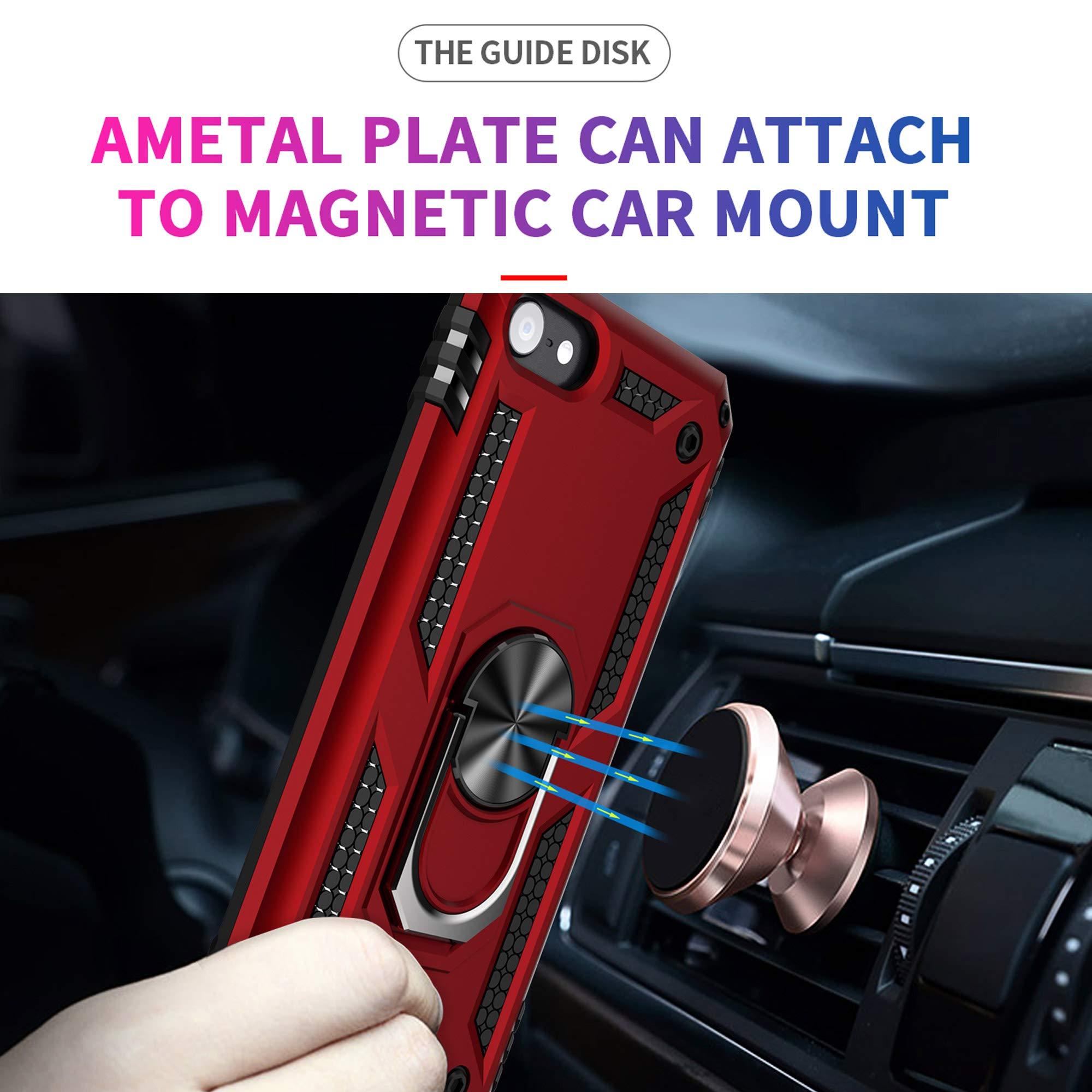 ULAK ULAK Compatible with iPod Touch 7/6/5 Case with 2 HD Screen Protectors, Hybrid Rugged Shockproof Cover with Built-in Kickstand for iPod Touch 7th/6th/5th Generation (Red)