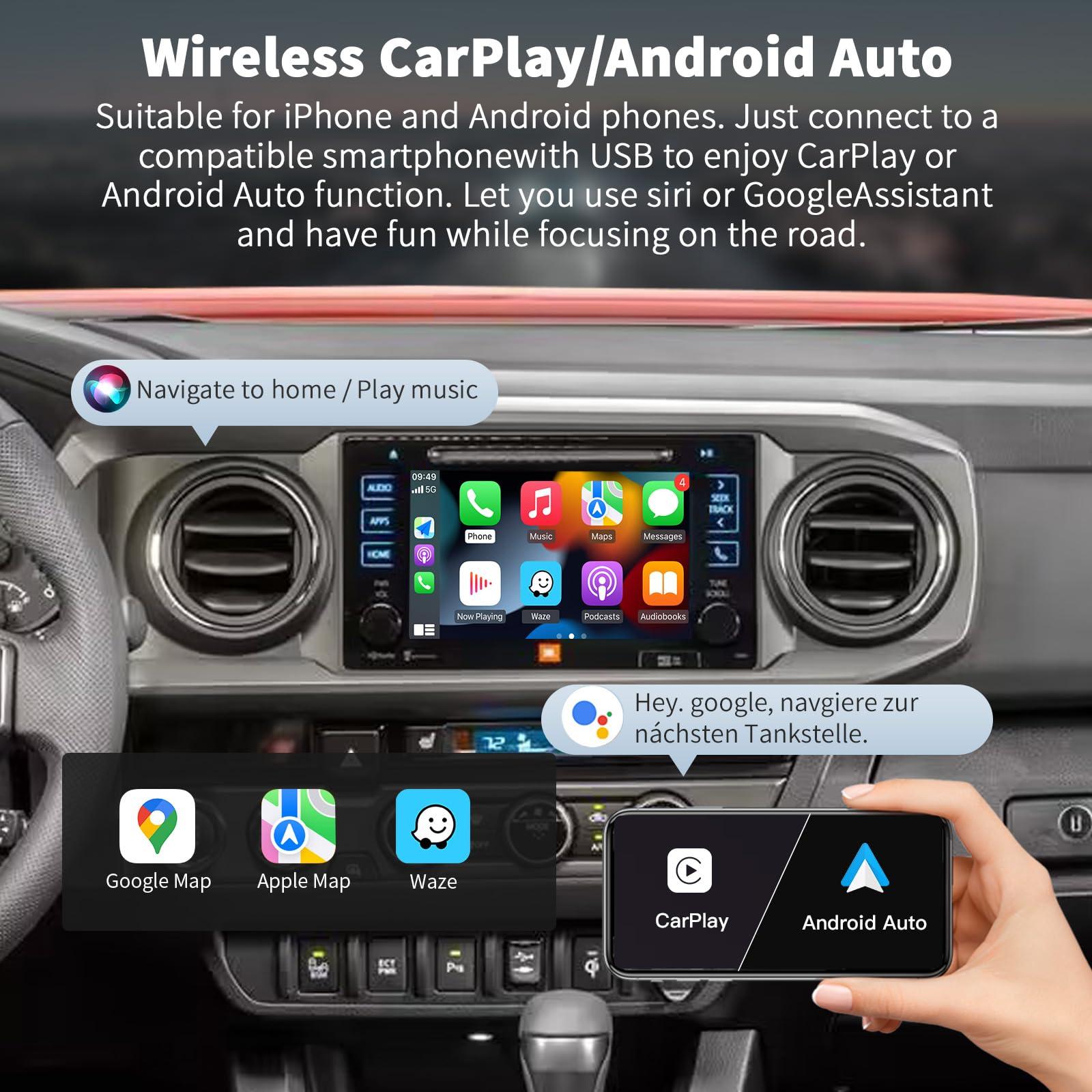 autoabc Wireless Carplay/Android Auto Adapter for Toyota with Entune2.0 & Touch2 2014-2019 New Version Retrofit Kit Decoder Fits for Tundra/Highlander/RAV4/Tacoma/Camry/Corolla/Avalon/Prius/CH-R/Sienna/Camry