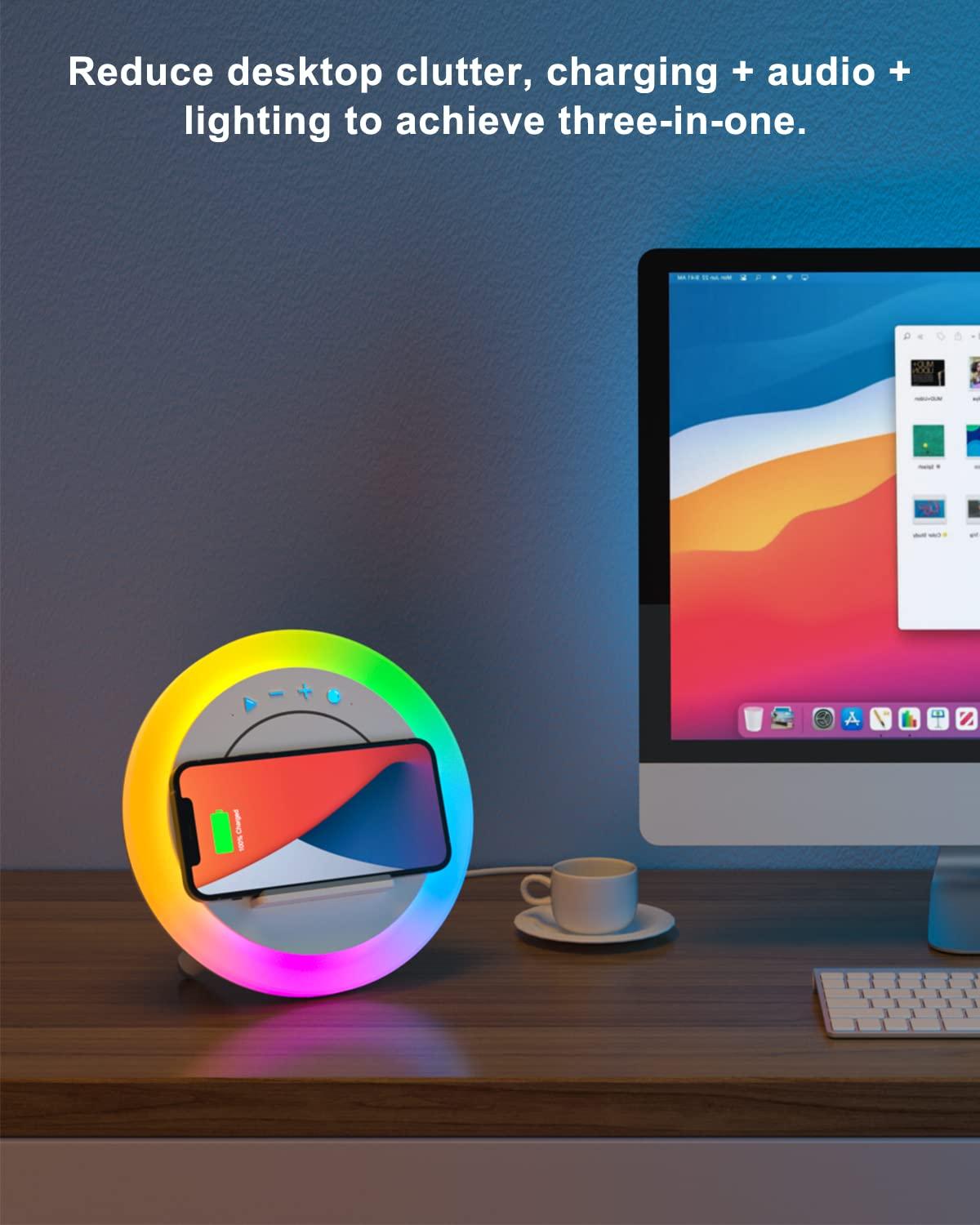 SIDVAR SIDVAR Bluetooth Speaker Night Lightsr,Wireless Charging Modern Speaker,Best Teenage Birthday Gift Ideas Tween Girls Gifts/Please use The Original Adapter