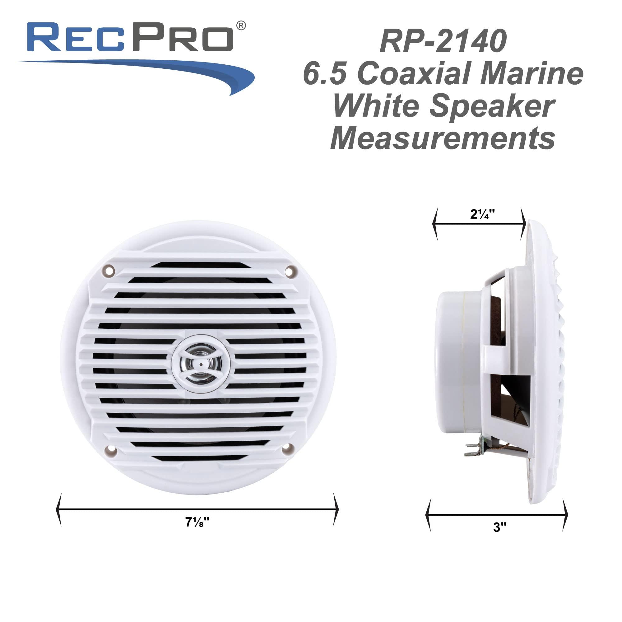 RecPro RecPro RV Speakers | 6.5\" Marine Speaker | Coaxial Style | Color Options | Pair of Speakers (White)