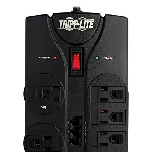 Tripp Lite Tripp Lite TLP1208TELTV 12 Outlet Surge Protector Power Strip, 8ft Cord, Right-Angle Plug, Tel/Modem/Coax Protection, RJ11, & Dollar 150,000 Insurance Black