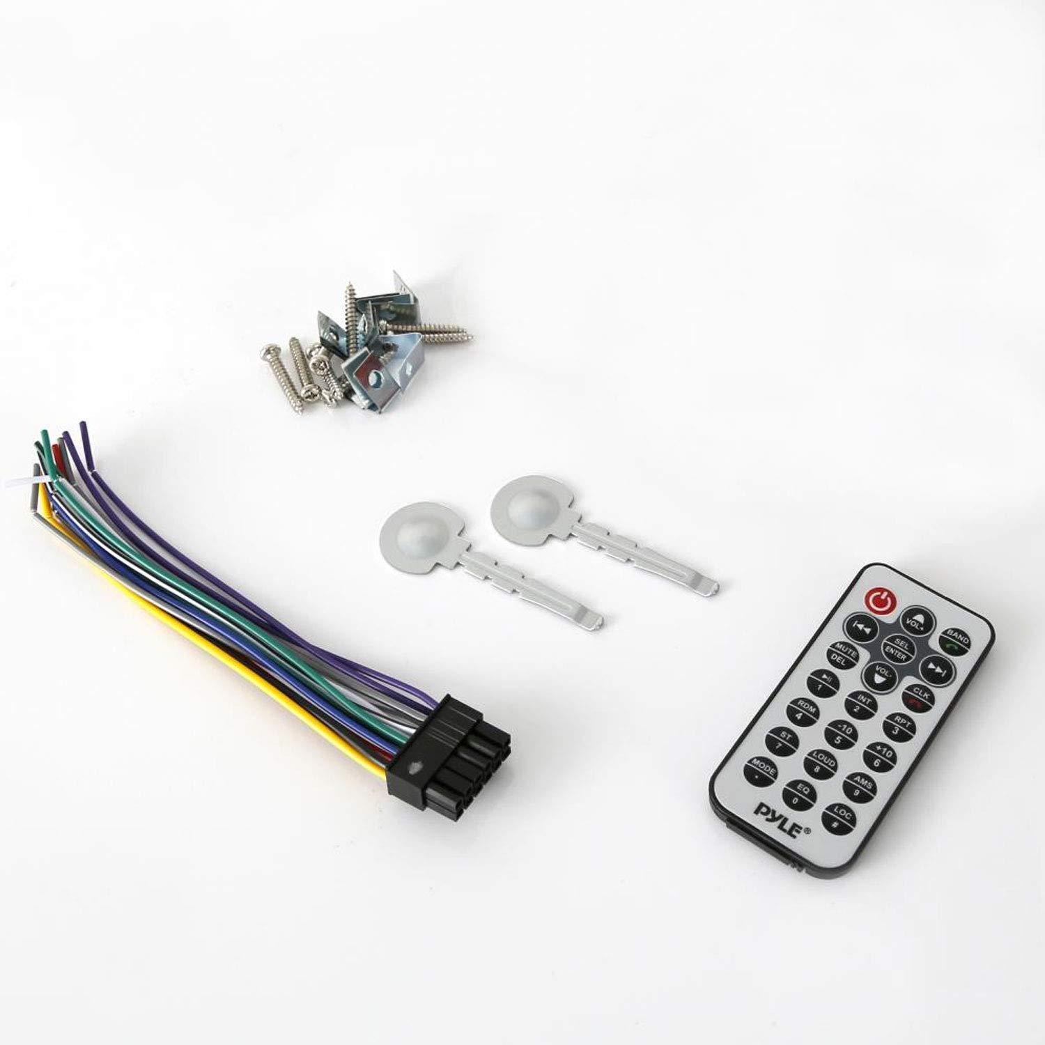 Pyle Pyle Bluetooth Marine Receiver Stereo - 12v Single DIN Style Boat In dash Radio Receiver System with Digital LCD, RCA, MP3, USB, SD, AM FM Radio - Remote Control, Wiring Harness - PLRMR23BTW (White)