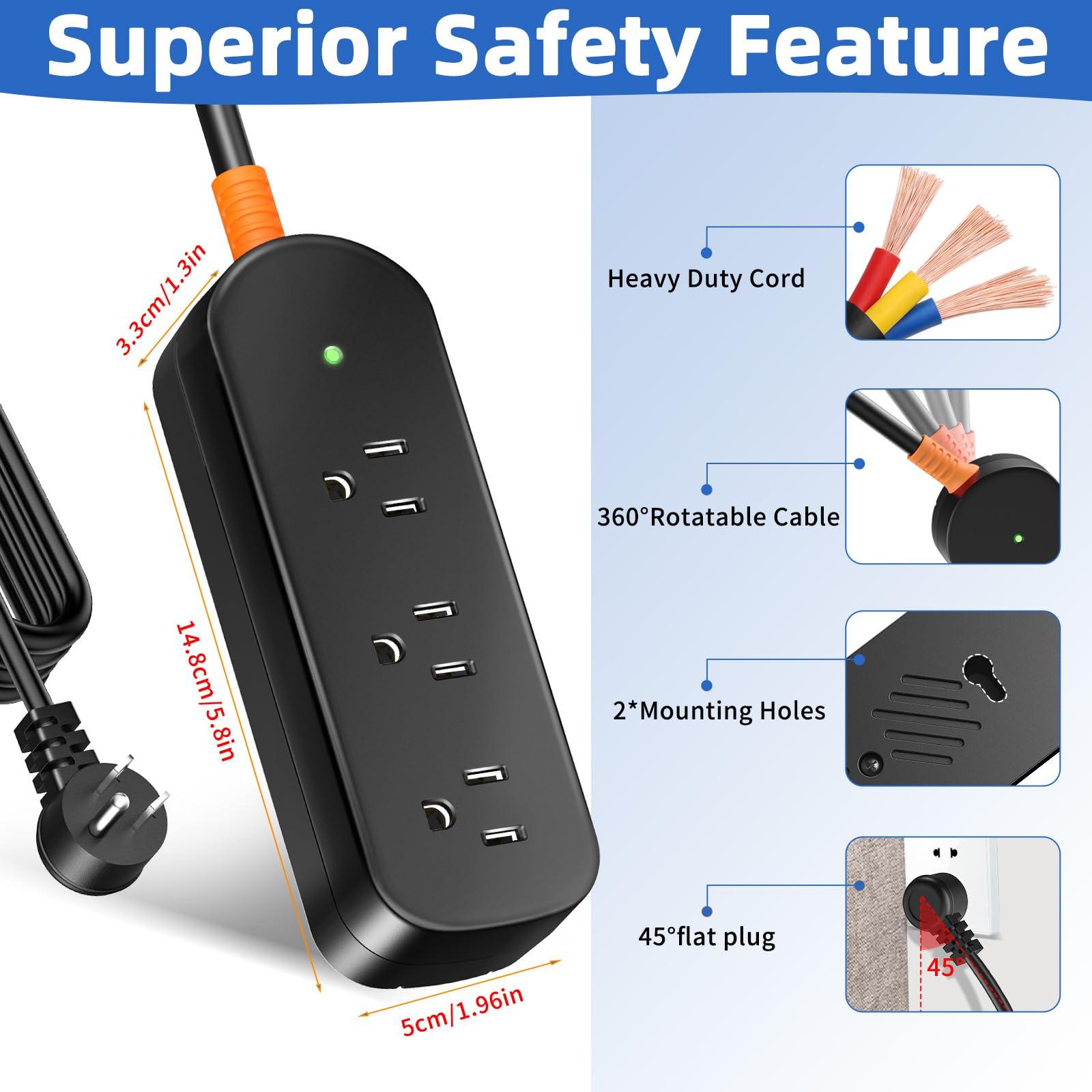 MELAUDI Outdoor Power Strip Weatherproof, 10FT Outdoor Extension Cord, IPX6 Waterproof Surge Protector with 3 Wide Outlets, Shockproof Overload Protection for Camping, Garden, Industrial, Home Power Strip