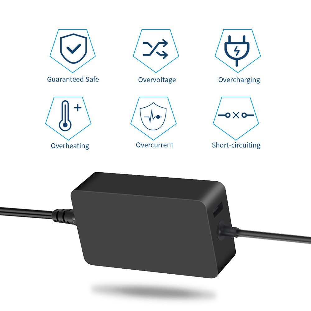 SLRIOYS Surface Book 2 Charger, 102W Watt Power Supply Fit for Surface Book 2 & 3 Surface Laptop 1/2/3/4/5 Surface Go 2 3 4, Surface Laptop Studio 2 Surface Pro 3 4 5 6 7 8 9 X Power Adapter Cord