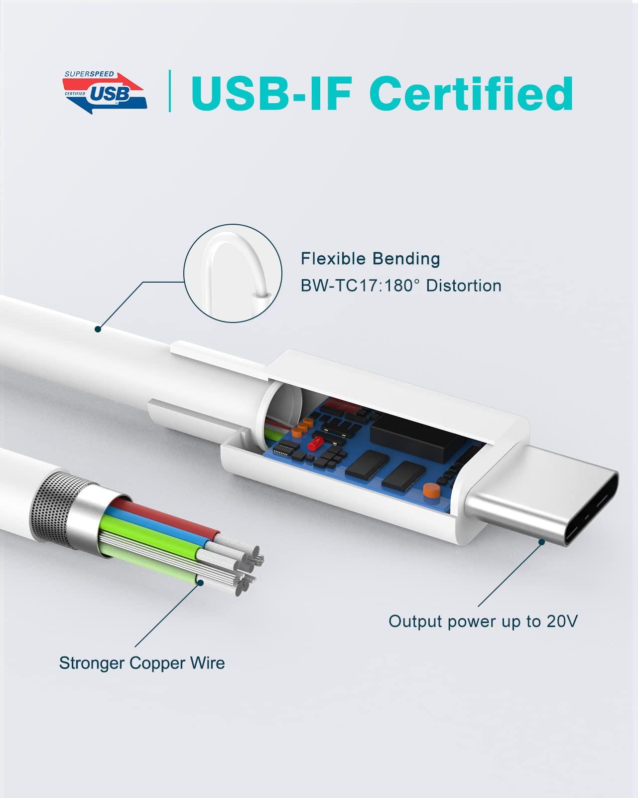 IFEART Charger for MacBook Air MacBook Pro 13 14 15 16 inch 2024 2023 2022 2021 2020 2019, M1 M2 M3, iPad Pro Air Mini, iPhone 15 Pro Max Plus, 67W Dual Port USB C Power Adapter, 6.6FT USB-C Charging Cable