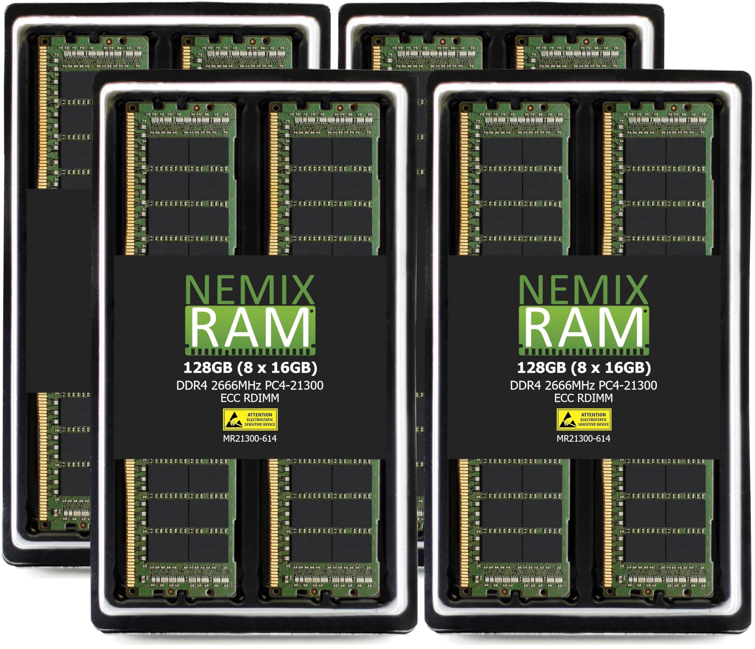 NEMIX RAM NEMIX RAM 128GB (8X16GB) DDR4 2666MHZ PC4-21300 1Rx4 1.2V 288-PIN ECC RDIMM Registered Server Memory KIT Compatible with Synology D4RD-2666-16G NAS Memory