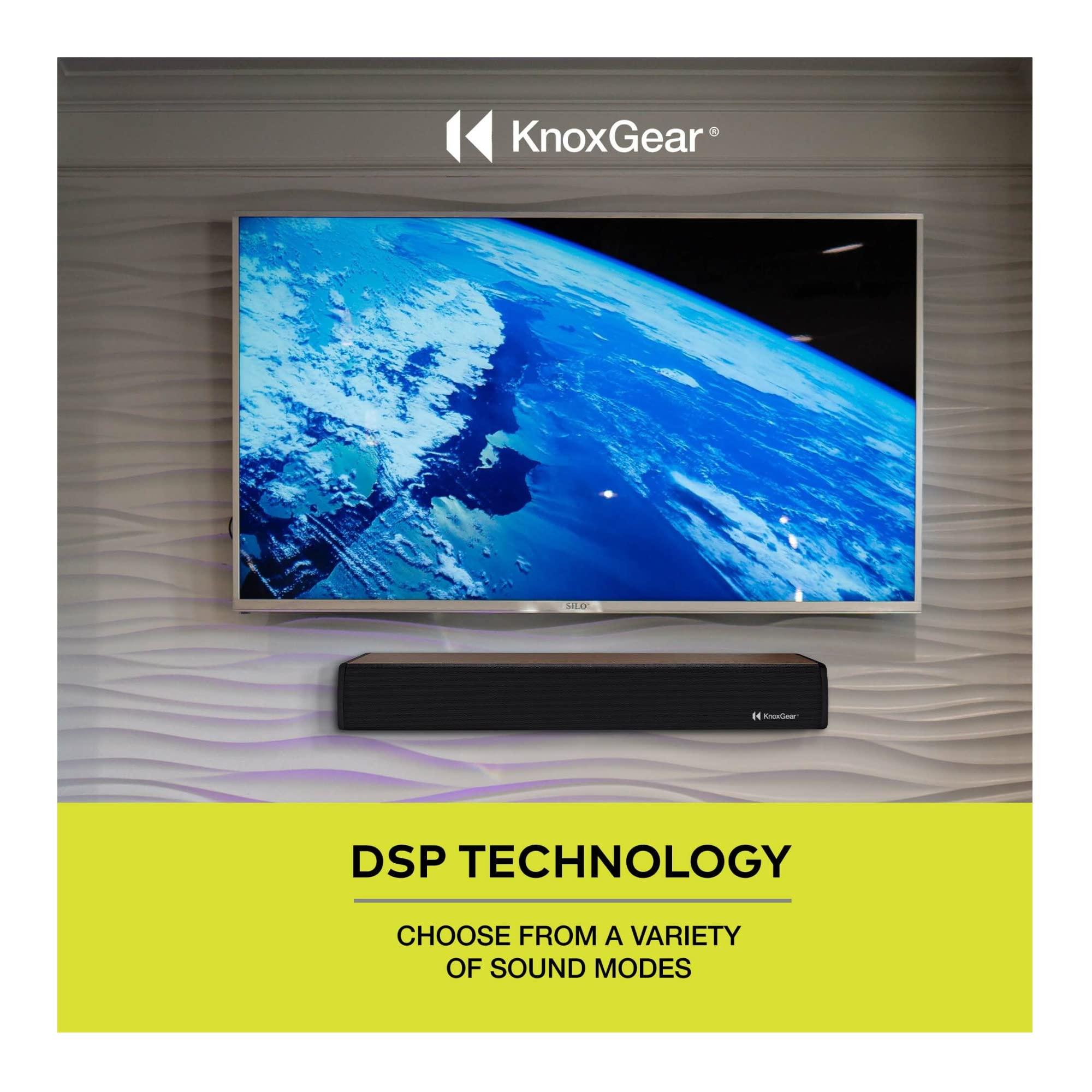 Knox Gear Knox Gear 60 Watt Compact Wireless 2.0ch Soundbar with Bluetooth 5.0 - Oak Finish