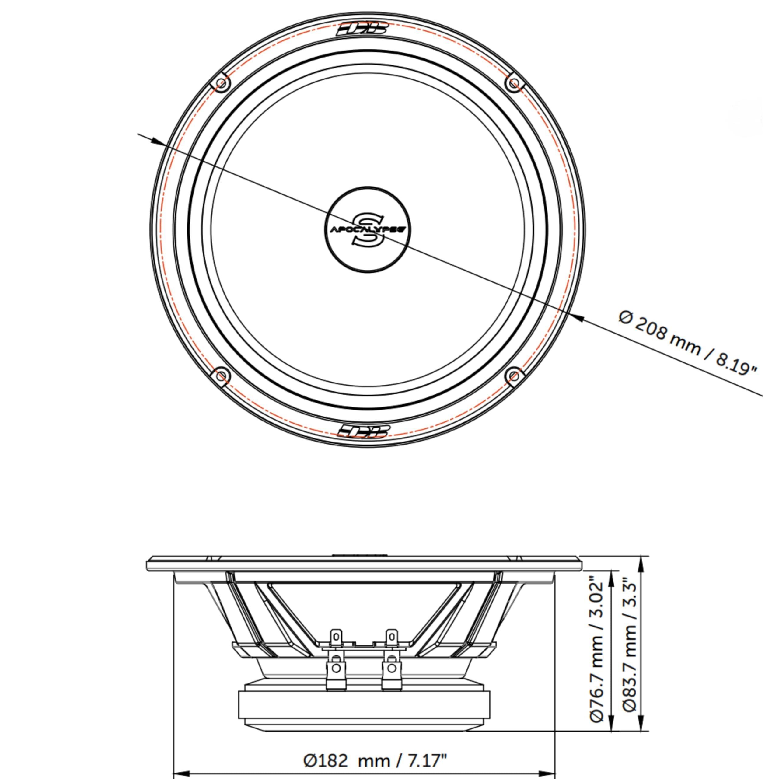 Deaf Bonce Deaf Bonce (Pair Apocalypse 8\" 4-Ohm 300W Peak Mid-Range Speakers AP-M80SQL