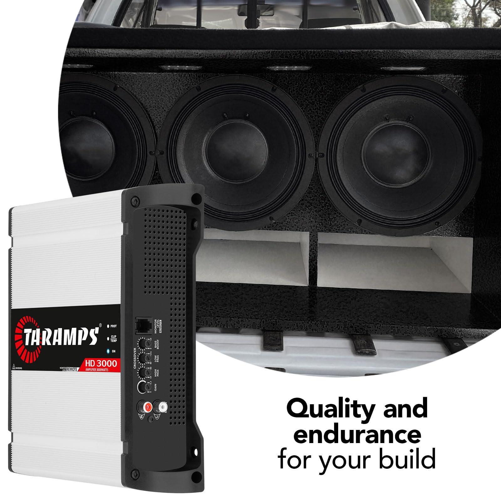 Taramp's Taramps HD 3000 2 Ohms 1 Channel 3000 Watts RMS MAX Full Range Car Audio, Monoblock, LED Monitor Indicator, Class D Amplifier, Crossover, White 3k amp, Sound Quality