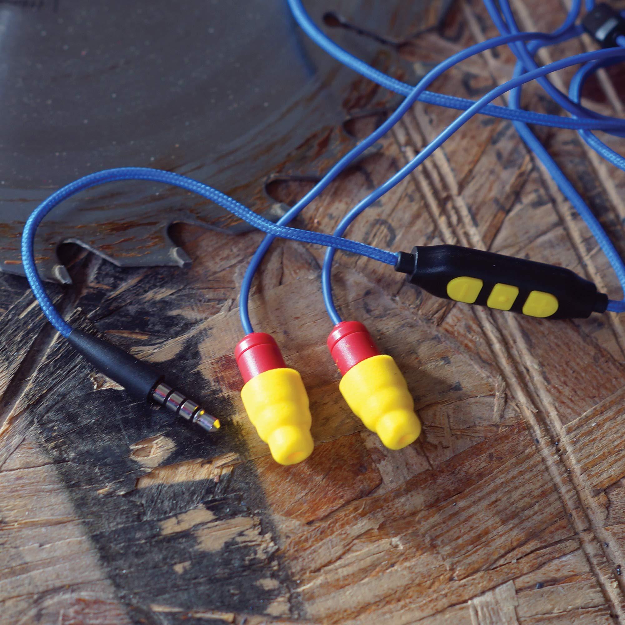 Plugfones Plugfones Protector Plus VL in-Ear Earplug Earbuds, Noise Reduction Headphones with Noise Isolating Mic and Controls, Blue & Yellow