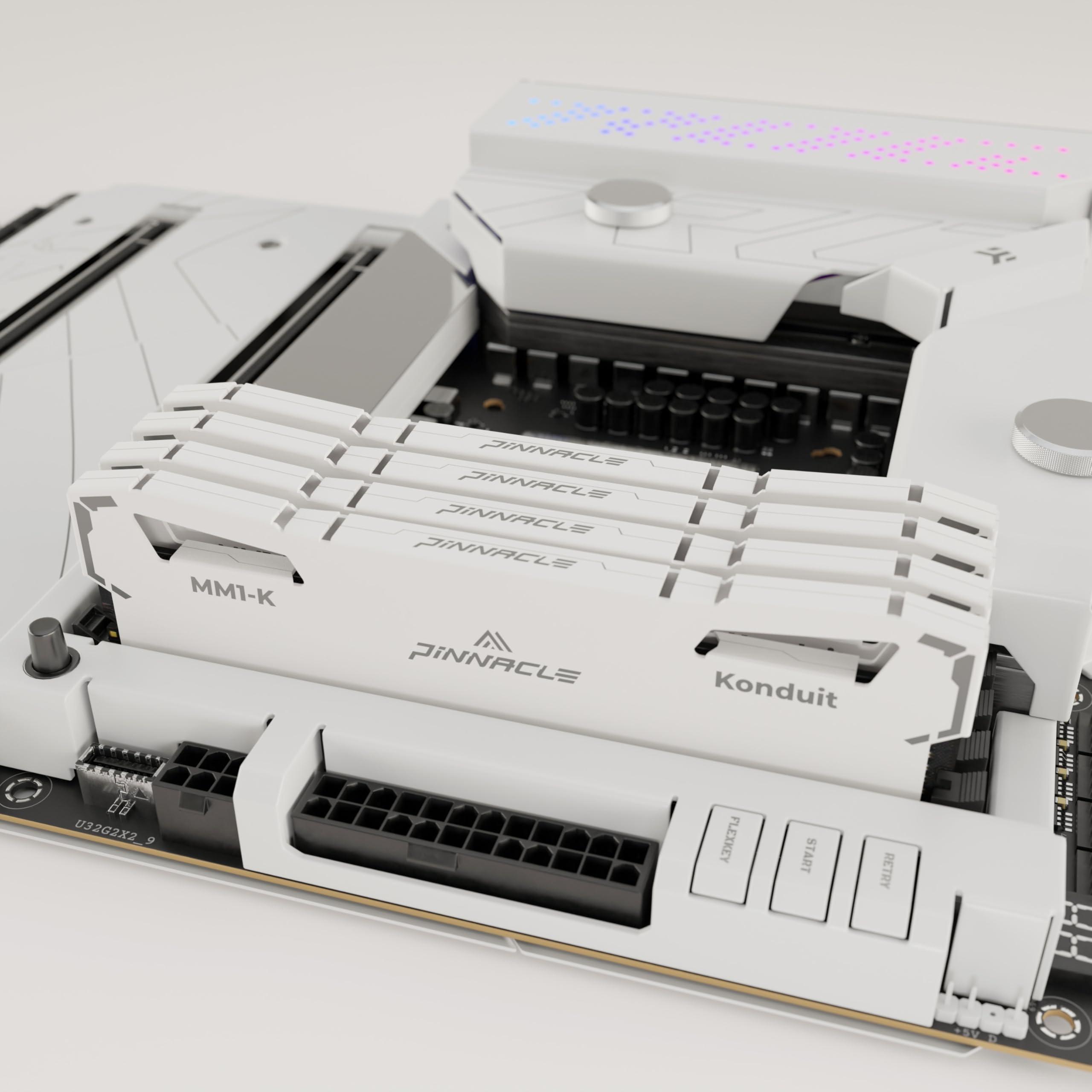 Timetec Timetec Pinnacle Konduit 32GB KIT(2x16GB) DDR4 3200MHz PC4-25600 CL16-18-18-38 XMP2.0 Overclocking 1.35V Dual Rank Compatible for AMD and Intel Desktop Gaming PC Memory Module - White