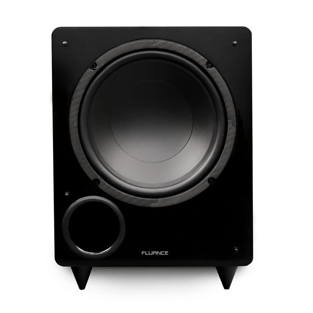 Fluance Fluance Ai81 Powered Floorstanding Tower Speakers and DB10 10" Low Frequency Ported Front Firing Powered Subwoofer with 15 Feet RCA Ultimate Performance Collection Subwoofer Cable (Black Ash)