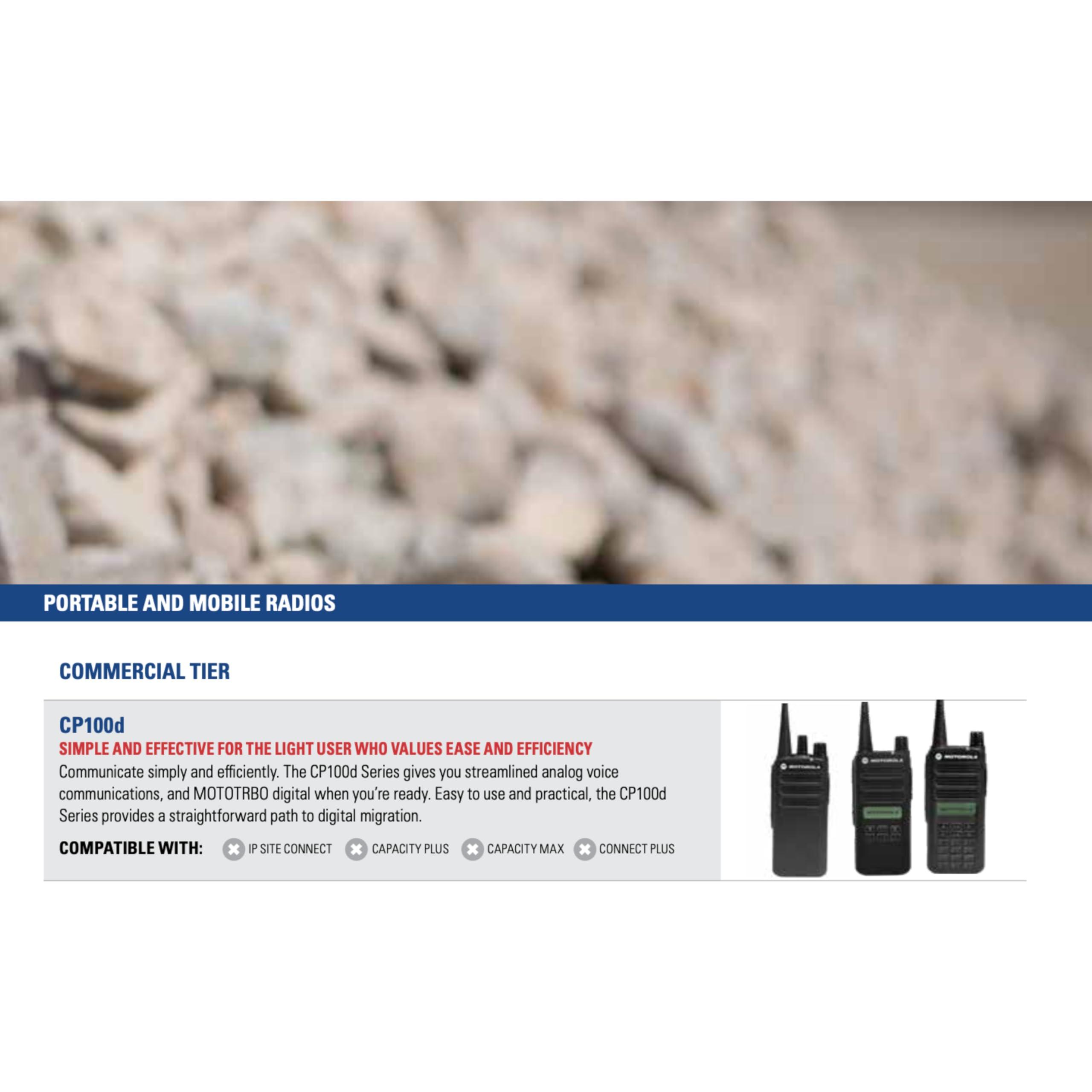 Motorola Solutions Motorola CP100d 403-480 MHz Analog Radio 16 Channel ***Requires Programming***