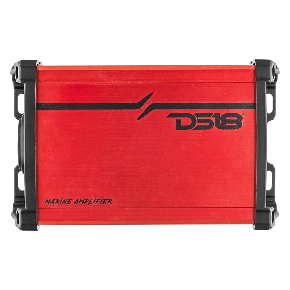 DS18 DS18 MP.4A Marine and Powersports Amplifier 4-Channel Full-Range Class D IP67 4 x 40 Watts Rms @ 4-Ohm - Compact Waterproof Amplifier 480W Max Power - Great for Marine/Motorsports and all applications